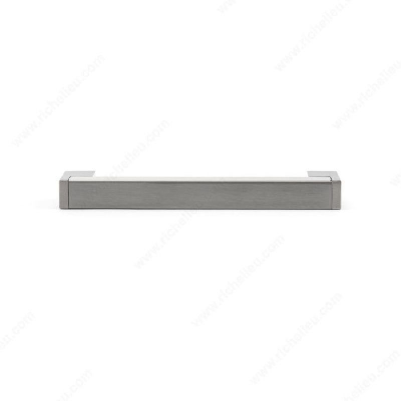 Richelieu BP520128195 Cabinet Pull, 5-23/32 in L Handle, 21/32 in H Handle, 1-1/2 in Projection, Metal/Stainless Steel Contemporary