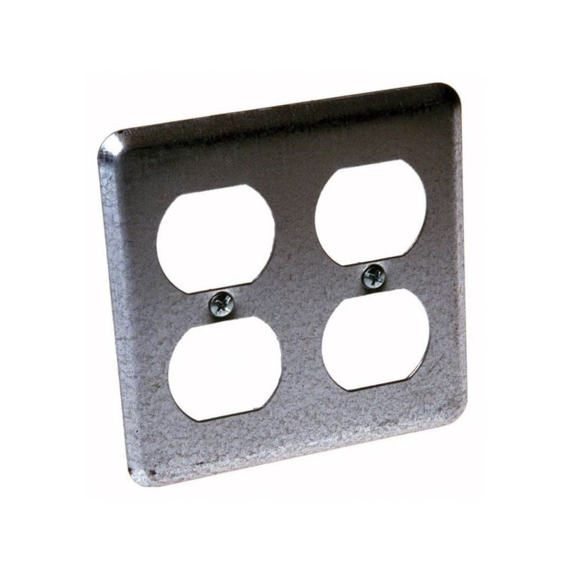 Raco 873 Handy Box Cover, 4 in L, 4 in W, Square, Steel, Gray, Galvanized Gray