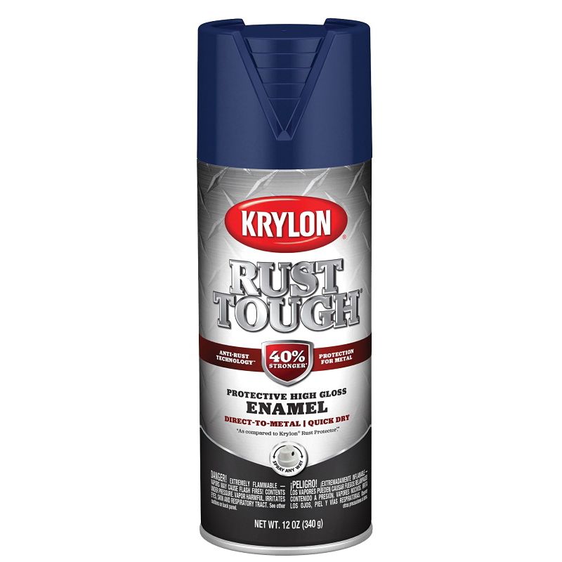 Krylon Rust Tough K09265008 Enamel Spray Paint, Gloss, Navy Blue, 12 oz, Can Navy Blue (Pack of 6)