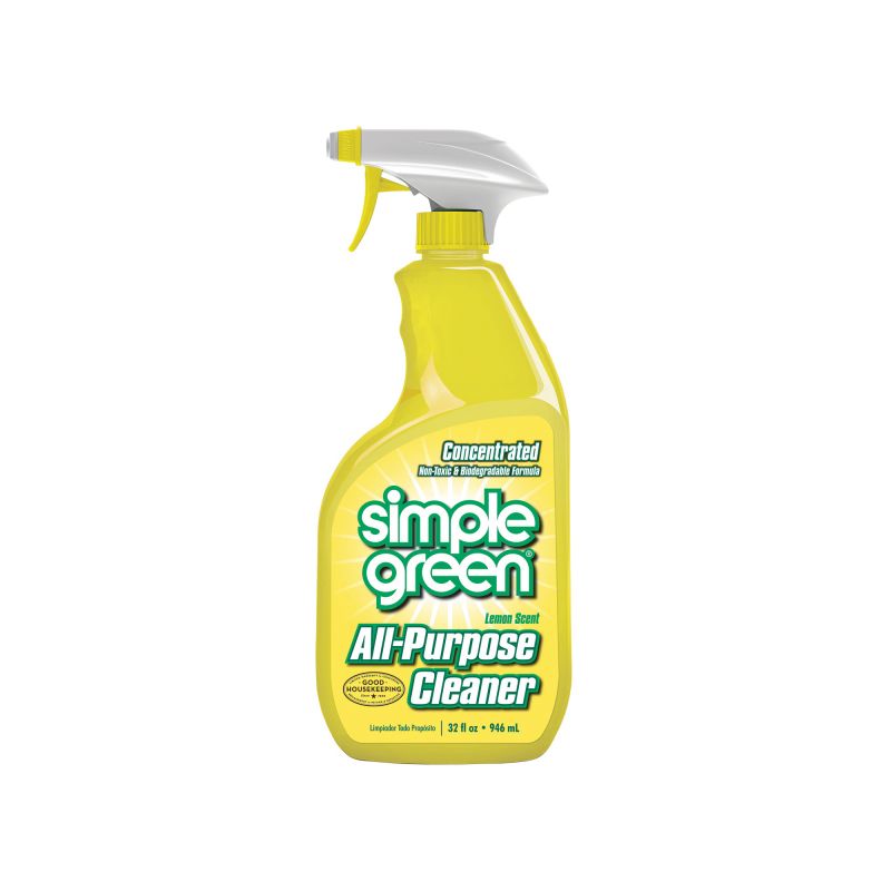 Simple Green 3010001214003 All-Purpose Cleaner, 32 oz Spray Bottle, Liquid, Lemon, Yellow Yellow