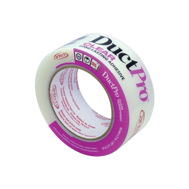 Cantech DUCTPRO 380 Series 380-25 Duct Tape, 25 m L, 48 mm W, Polyethylene Backing, Clear Clear