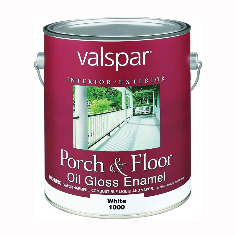 Valspar 07 Porch and Floor Enamel Paint, High-Gloss, White, 1 gal Can White