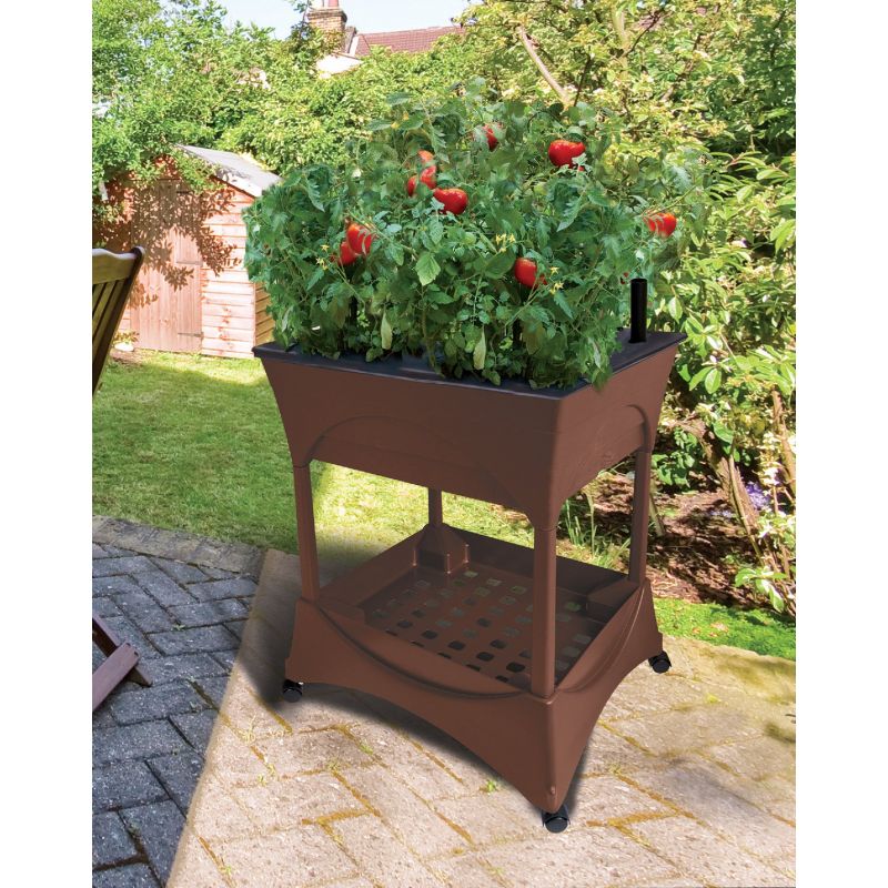 Easy Pickers Elevated Garden Kit &amp; Stand Earth Brown