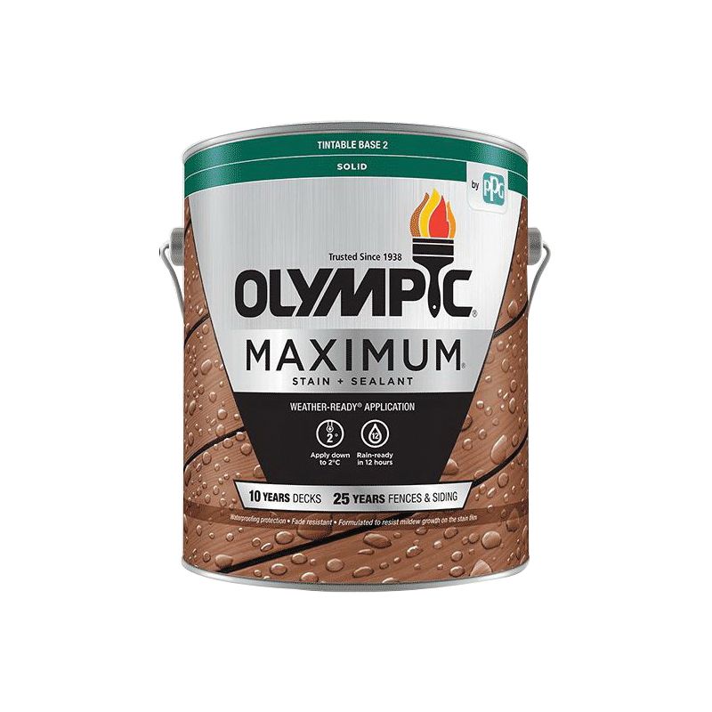 Olympic MAXIMUM 79611C 18.9L Stain and Sealant, White, Liquid, 18.9 L White