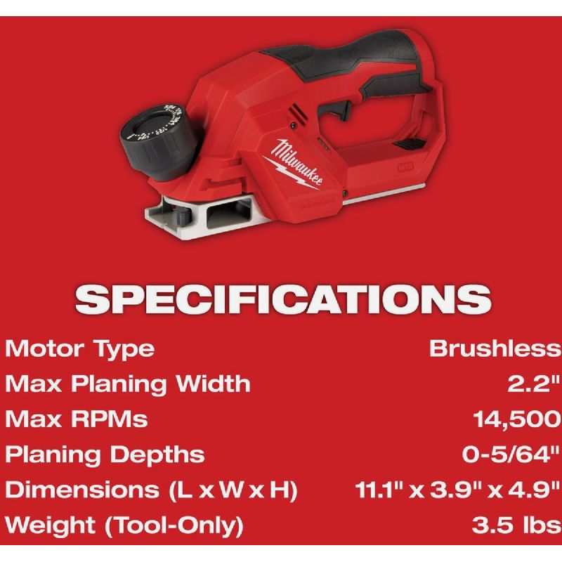 Milwaukee M12 2 In. Cordless Planer (Tool Only)
