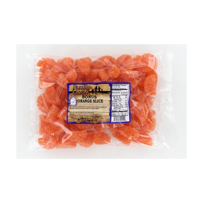 Family Choice 419 Slice Candy, Orange Flavor, 33 oz Cello Bag Orange