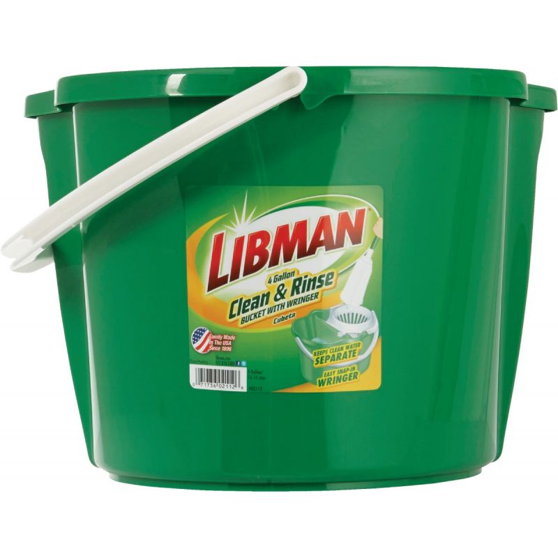 Libman Clean &amp; Rinse Bucket with Wringer 4 Gal., Green