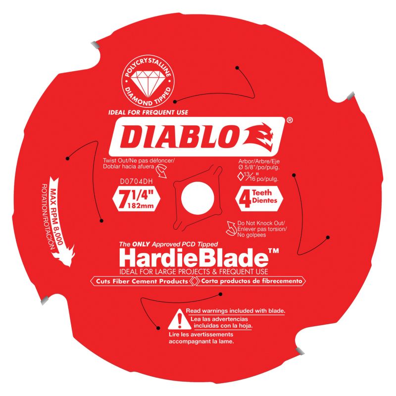 Diablo D0704DHA Circular Saw Blade, 7-1/4 in Dia, 5/8 in Arbor, 4-Teeth, Polycrystalline Cutting Edge