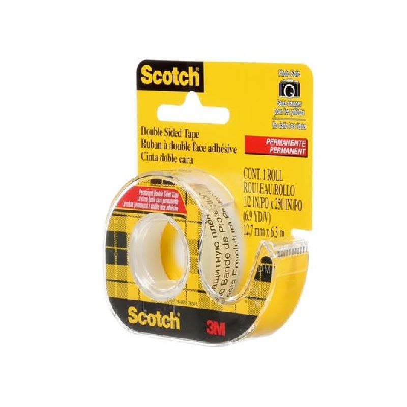 Scotch 136-NA Double-Sided Tape, 6.3 m L, 12.7 mm W