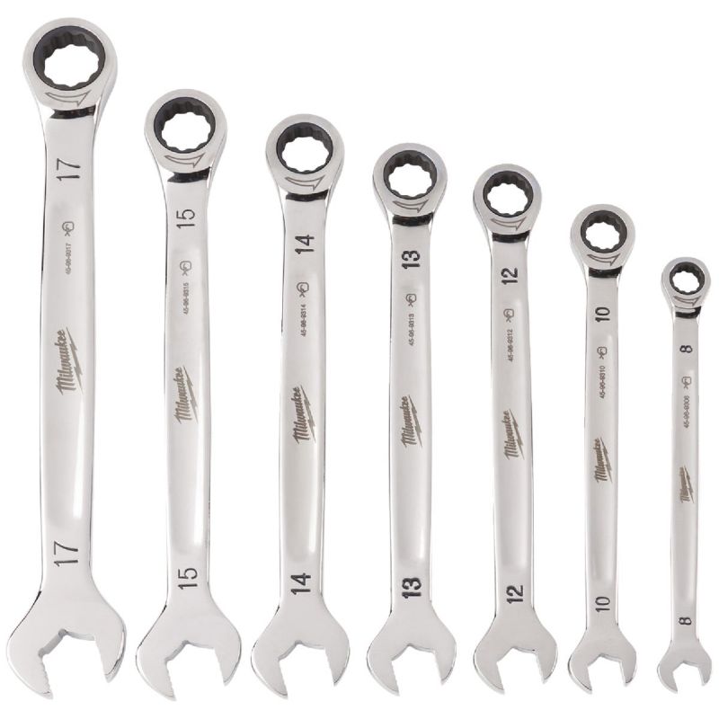 Milwaukee 7-Piece Metric Ratcheting Combination Wrench Set 8- 17 Mm