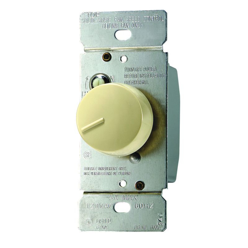 Eaton Wiring Devices RFS5-V-K Rotary Control Switch, 5 A, 120 V, Rotary Actuator, Polycarbonate, Ivory Ivory