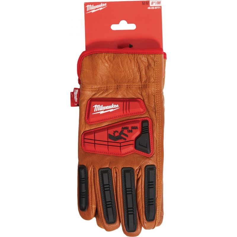 Milwaukee Impact Cut Level 3 Goatskin Leather Work Gloves M, Red &amp; Brown