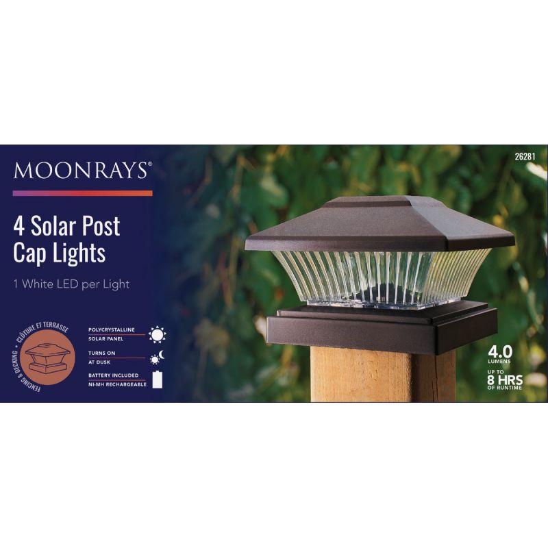 Moonrays 4-Pack LED Solar Post Cap Bronze