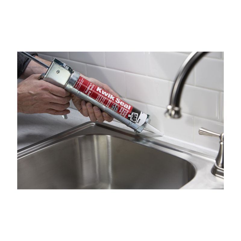 DAP KWIK SEAL 71018 Kitchen and Bath Adhesive Caulk, White, 36 hr Curing, 4.4 to 37 deg C, 300 mL Cartridge White
