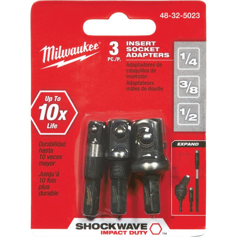 Milwaukee Shockwave 3-Piece Insert Socket Adapter Set