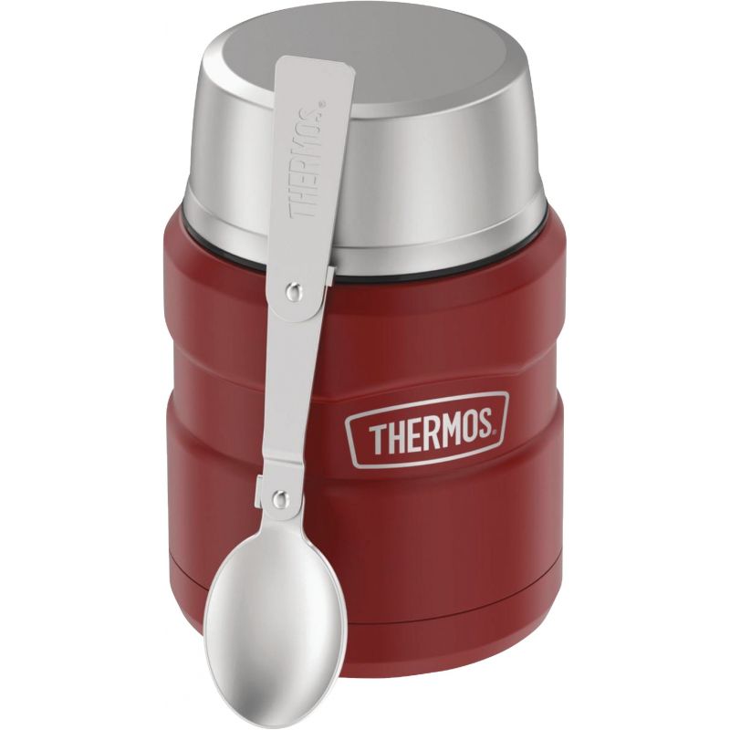 Thermos Stainless King Thermal Food Jar with Spoon 16 Oz., Matte Red