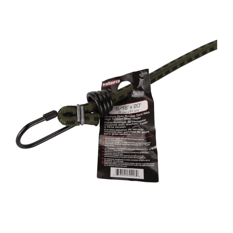 ProSource FH64016 Stretch Cord, 8 mm Dia, 20 in L, Polypropylene, Camouflage, Hook End Camouflage