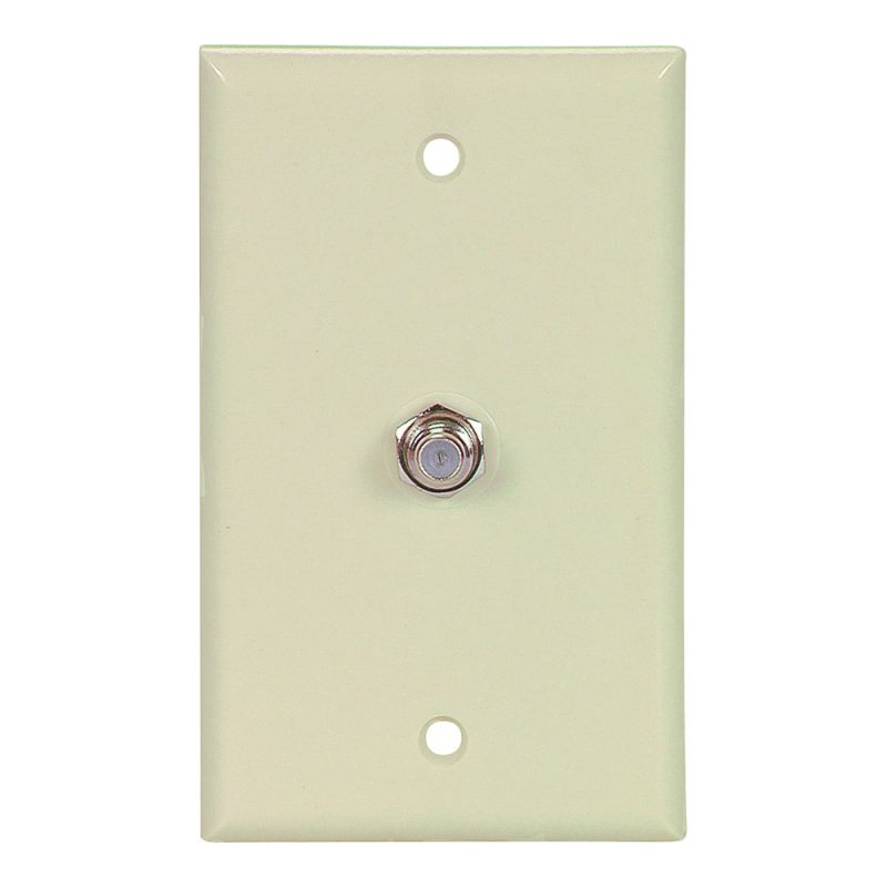Eaton Cooper Wiring 1172V Wallplate with Coaxial Adapter, 4-1/2 in L, 2-3/4 in W, 1 -Gang, Thermoplastic, Ivory Ivory