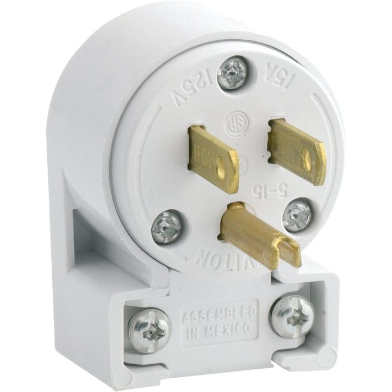 Leviton Commercial Grade Angle Cord Plug White, 15A