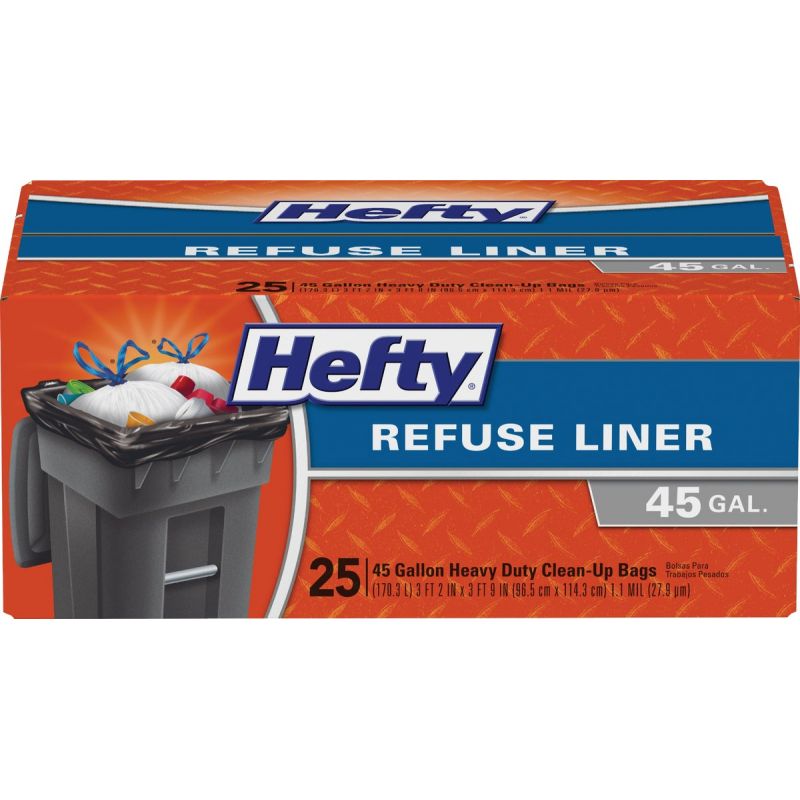 Hefty Refuse Liner Trash Bag 45 Gal., Black