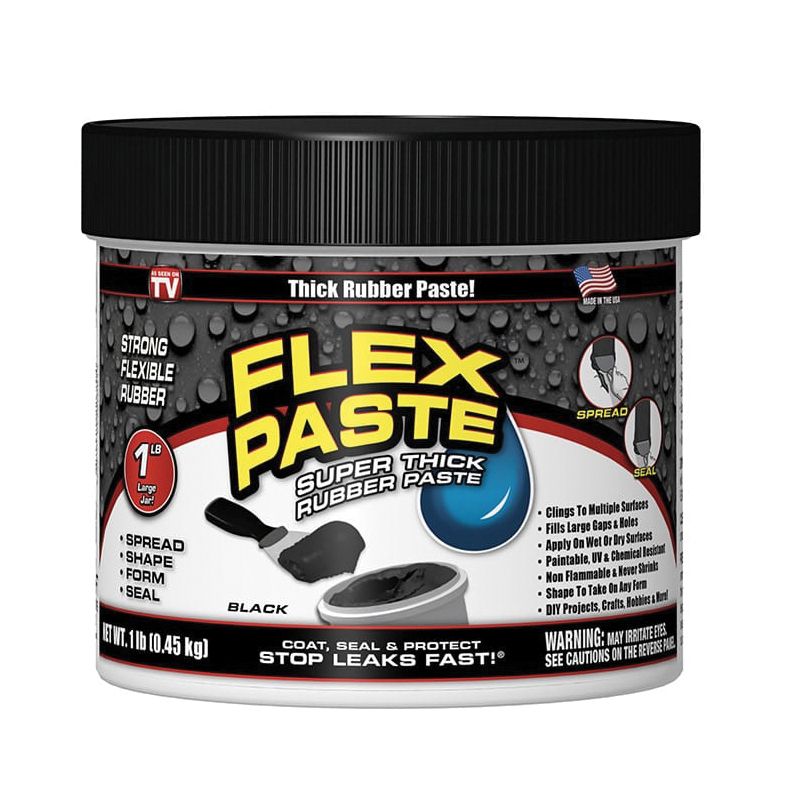 Flex Paste PFSBLKR16 Rubberized Adhesive, Black, 1 lb, Jar Black