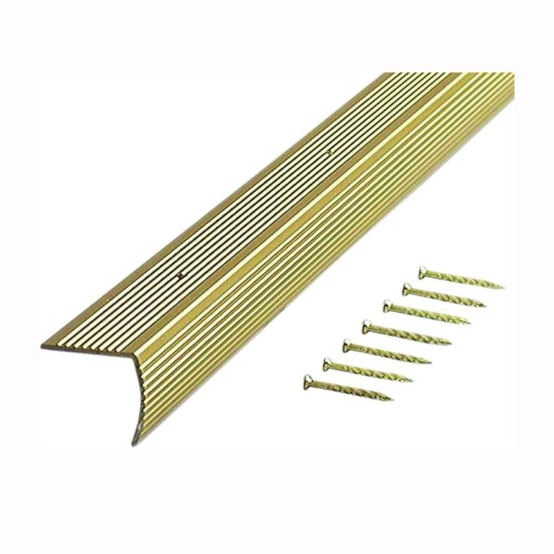 M-D 79558 Stair Edging, 96 in L, 1-1/8 in W, Aluminum, Stain Brass
