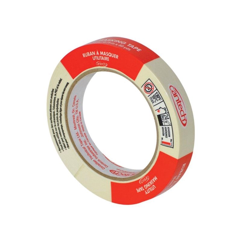 Cantech 302 Series 302-18 Masking Tape, 55 m L, 18 mm W, Natural Natural