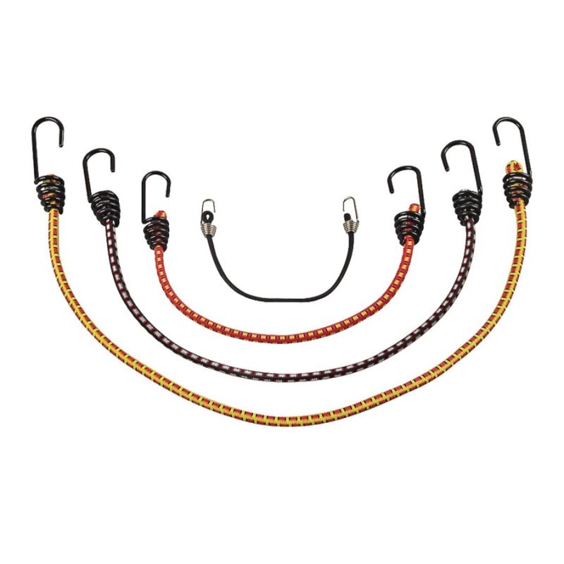 ProSource FH64078 Stretch Cord Set, Polypropylene, Black/Red/Yellow, Hook End Black/Red/Yellow