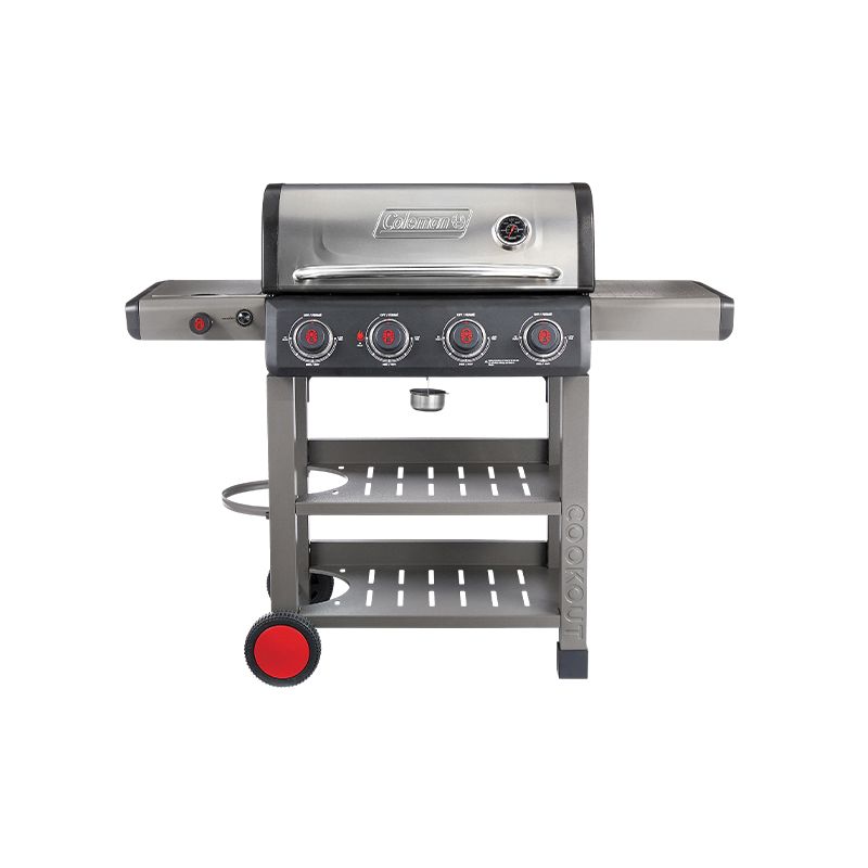 Coleman Cookout CO-400BBQ Barbecue Grill, 36,000 Btu/hr, 4-Burner, 637 sq-in Primary Cooking Surface