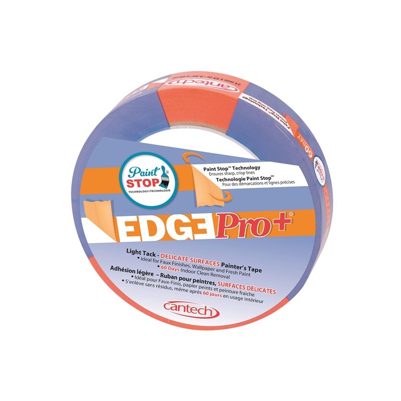 Cantech EdgePro+ 314 Series 315-24 Masking Tape, 55 m L, 24 mm W, Washi Paper Backing, Orange Orange
