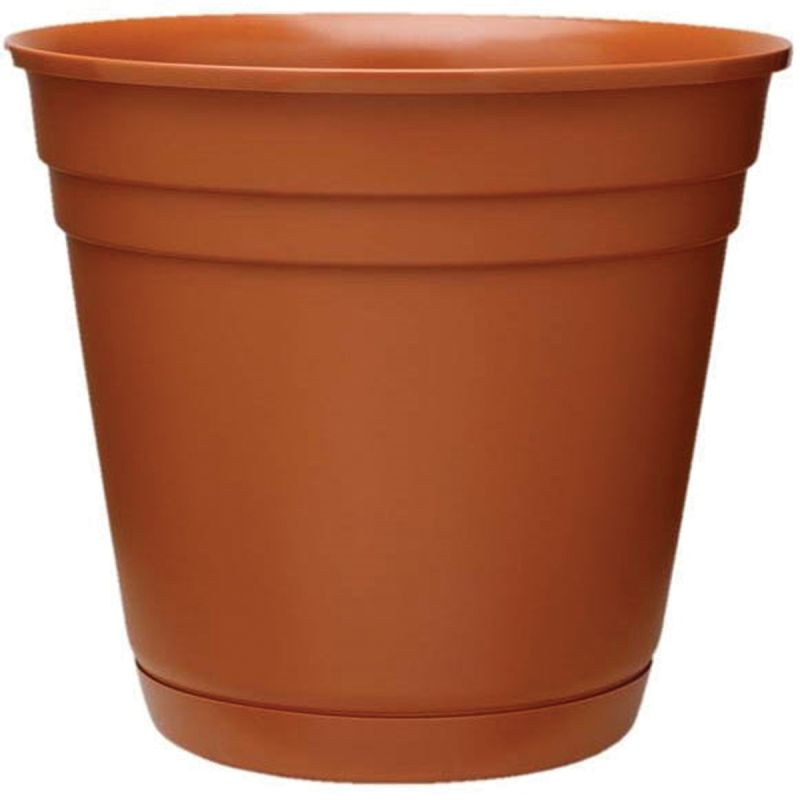 Southern Patio RN0612TC Planter with Saucer, 6 in Dia, Round, Poly Resin, Terra Cotta, Matte 6 In, Terra Cotta