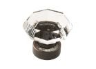 Amerock Traditional Classics Series BP55268CORB Cabinet Knob, 1-1/8 in Projection, Glass/Zinc, Oil-Rubbed Bronze 1-5/16 In Dia, Clear