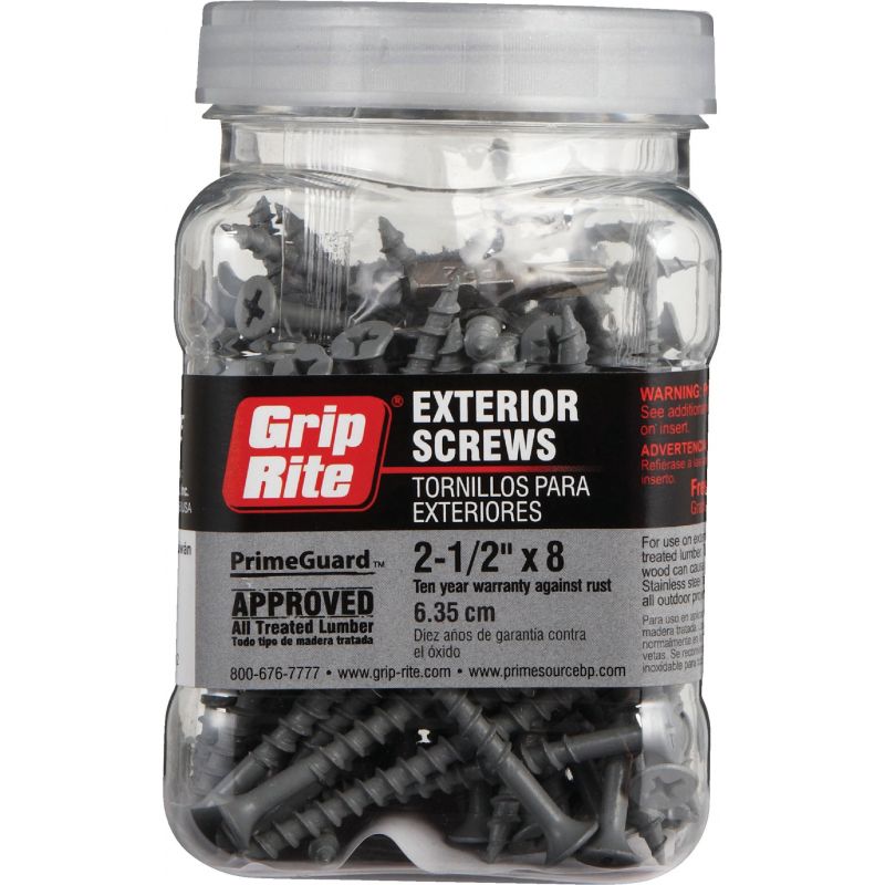 Grip-Rite PrimeGuard Standard Gray Deck Screw #8 X 2-1/2 In., Gray, #2