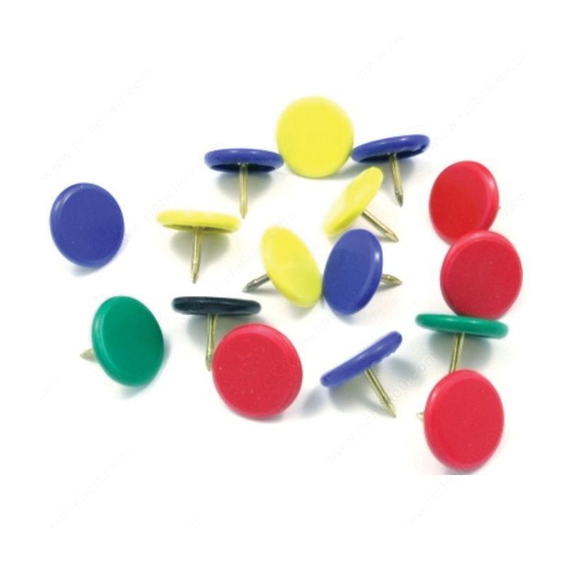 Reliable TTA438MR Thumb Tack, 3/8 in L, Steel, Assorted Assorted
