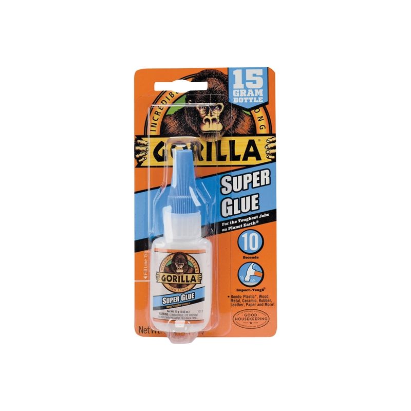 Gorilla 7805009 Super Glue, Liquid, Irritating, Straw/White Water, 15 g Bottle Straw/White Water