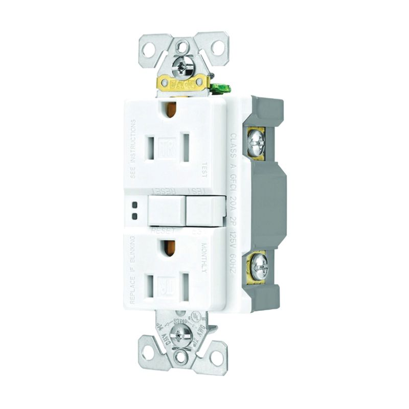 Eaton Wiring Devices SGF15W-3 GFCI Duplex Receptacle, 2 -Pole, 15 A, 125 V, Back, Side Wiring, NEMA: 5-15R, White White
