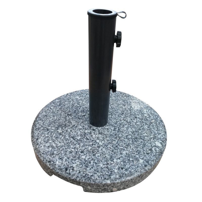 Seasonal Trends 59657 Umbrella Base, 15.7 in Dia, 13.7 in H, Round, Stone, Steel and Plastic, Gray and Black Gray And Black