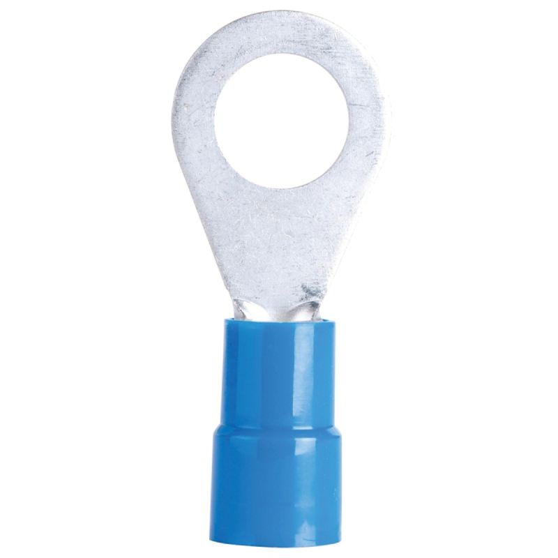 Gardner Bender 20-103 Ring Terminal, 600 V, 16 to 14 AWG Wire, #4 to 6 Stud, Vinyl Insulation, Copper Contact, Blue Blue