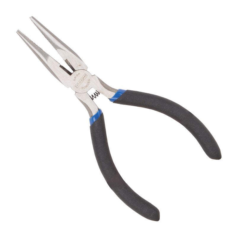 Vulcan JL-NP017 Mini Long Nose Plier, 5 in OAL, 0.5 mm Cutting Capacity, 3 cm Jaw Opening, Black Handle, 1/2 in W Jaw