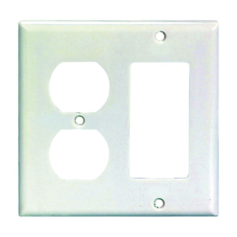 Eaton Wiring Devices 2157W-BOX Combination Wallplate, 4-1/2 in L, 4-9/16 in W, 2 -Gang, Thermoset, White White