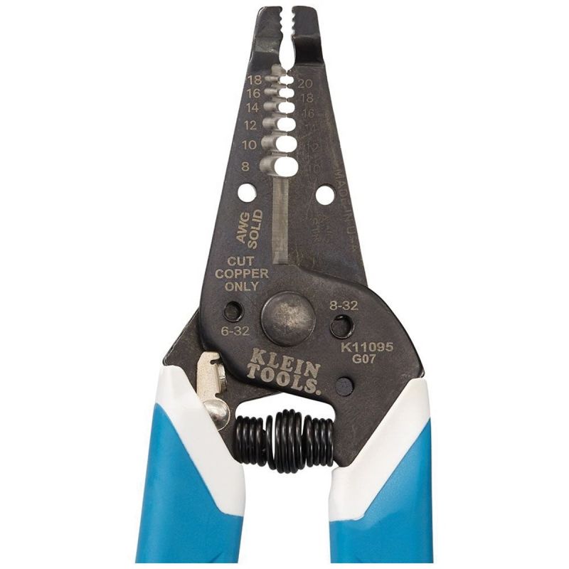Klein-Kurve K11095 Wire Stripper, 18 to 8 AWG Solid, 20 to 10 AWG Stranded Wire, 7-1/4 in OAL, Comfort Grip Handle