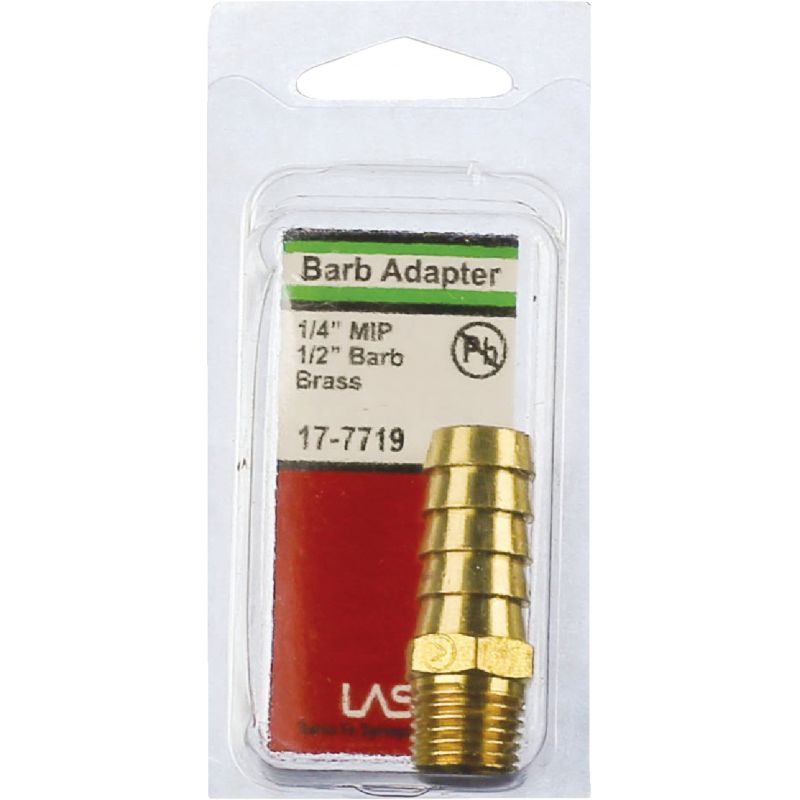 Lasco Brass Hose Barb X Male Pipe Thread Adapter 1/4&quot; MPT X 1/2&quot; Hose Barb