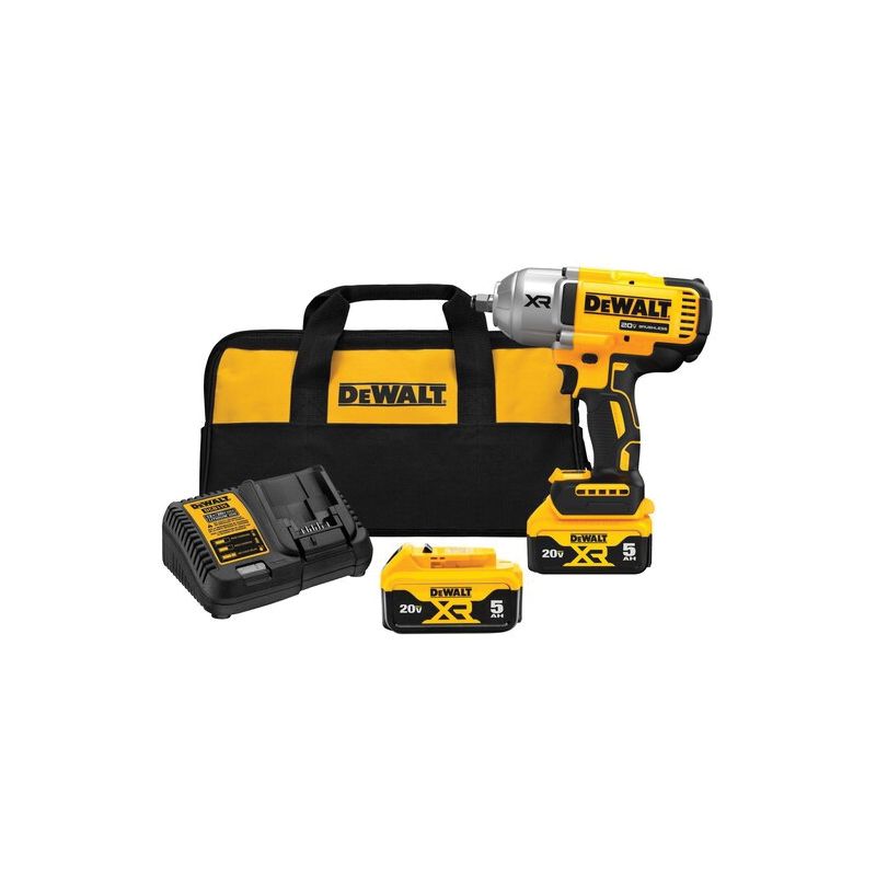 DeWALT DCF900P2 Impact Wrench with Hog Ring Anvil, Battery Included, 20 V, 5 Ah, 1/2 in Drive, Standard Drive