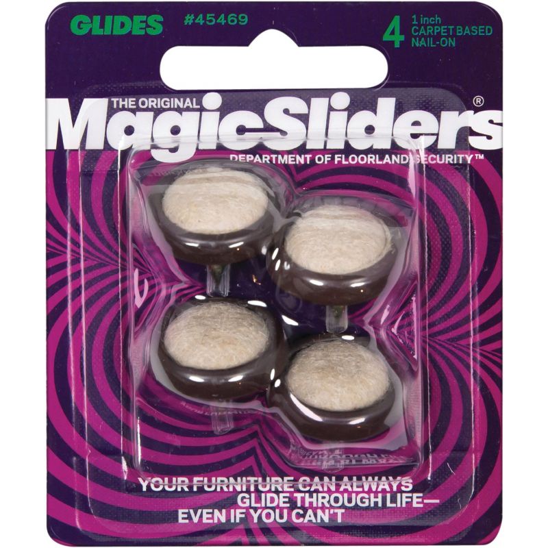 Magic Sliders Carpet Based Nail-On Glide 1 In., Black