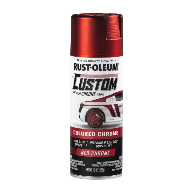 Rust-Oleum 340561 Premium Custom Paint, Chrome, Red, 10 oz, Aerosol Can Red