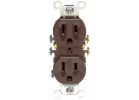 Leviton Shallow Grounded Duplex Outlet Brown, 15
