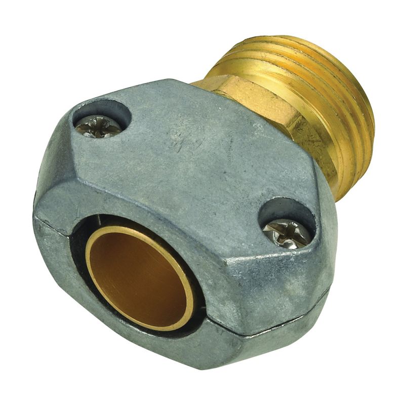 Landscapers Select GC534 Hose Coupling, 5/8 to 3/4 in, Male, Brass and zinc, Brass and silver Brass And Silver