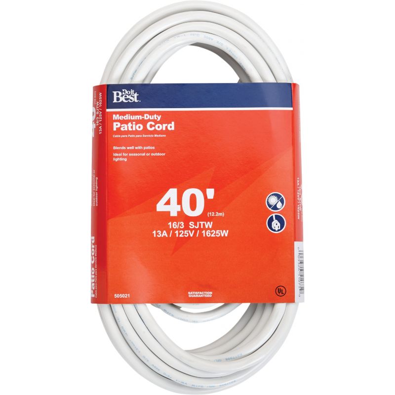 Do it Best 16/3 Medium-Duty Patio Extension Cord White, 13