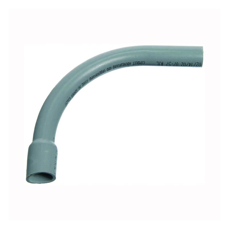 Carlon UA9AFB-CTN Elbow, 1 in Trade Size, 90 deg Angle, SCH 40 Schedule Rating, PVC, Bell End, Gray Gray