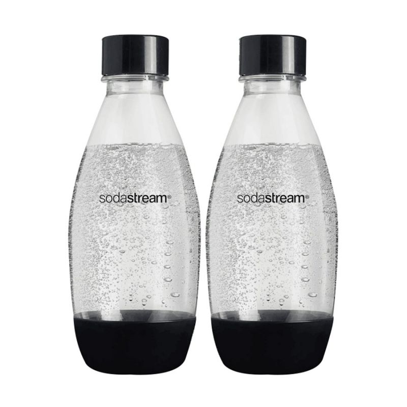 Sodastream 1748260010 Carbonator Bottle, 0.5 L Capacity, Plastic, Black/Clear 0.5 L, Black/Clear (Pack of 2)